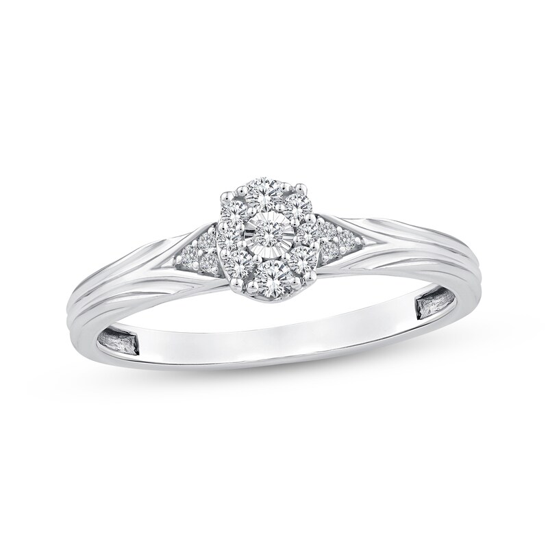 Main Image 1 of Multi-Diamond Oval Engagement Ring 1/6 ct tw 10K White Gold