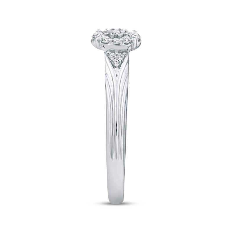 Main Image 2 of Multi-Diamond Oval Engagement Ring 1/6 ct tw 10K White Gold