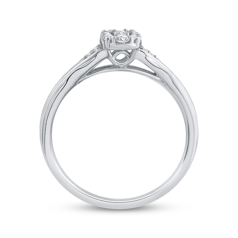 Main Image 3 of Multi-Diamond Oval Engagement Ring 1/6 ct tw 10K White Gold