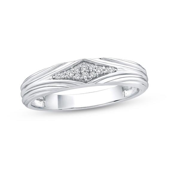 Men's Diamond Wedding Band 1/15 ct tw 10K White Gold