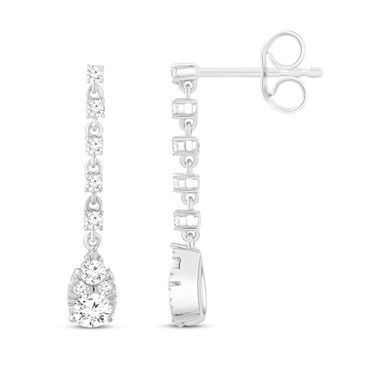 Multi-Diamond Drop Earrings 1/2 ct tw Round-cut 10K White Gold