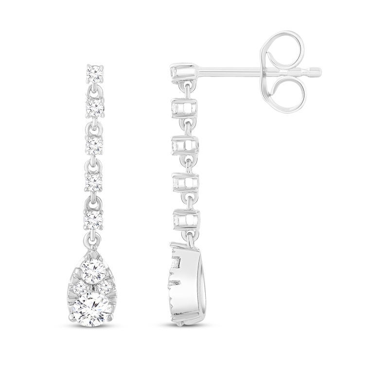 Main Image 1 of Multi-Diamond Drop Earrings 1/2 ct tw Round-cut 10K White Gold