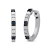 Thumbnail Image 1 of Black & White Diamond Hoop Earrings 1/8 ct tw Round-cut Sterling Silver