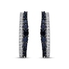 Thumbnail Image 2 of Black & White Diamond Huggie Hoop Earrings 1/3 ct tw Round-cut Sterling Silver