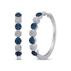 Thumbnail Image 1 of Blue & White Diamond Flower Hoop Earrings 1/2 ct tw Round-cut Sterling Silver