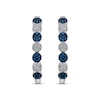 Thumbnail Image 2 of Blue & White Diamond Flower Hoop Earrings 1/2 ct tw Round-cut Sterling Silver