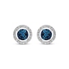 Thumbnail Image 2 of Blue & White Multi-Diamond Halo Stud Earrings 1/10 ct tw Round-cut Sterling Silver