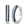 Thumbnail Image 1 of Blue & White Diamond Pave Hoop Earrings 1/5 ct tw Round-cut Sterling Silver