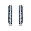 Thumbnail Image 2 of Blue & White Diamond Pave Hoop Earrings 1/5 ct tw Round-cut Sterling Silver