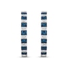Thumbnail Image 1 of Blue & White Stripe Hoop Earrings 1/2 ct tw Round-cut Sterling Silver