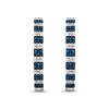 Thumbnail Image 1 of Blue & White Stripe Hoop Earrings 1/2 ct tw Round-cut Sterling Silver