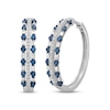 Thumbnail Image 1 of Blue & White Diamond Three-Row Hoop Earrings 1 ct tw Round & Baguette-cut 10K White Gold