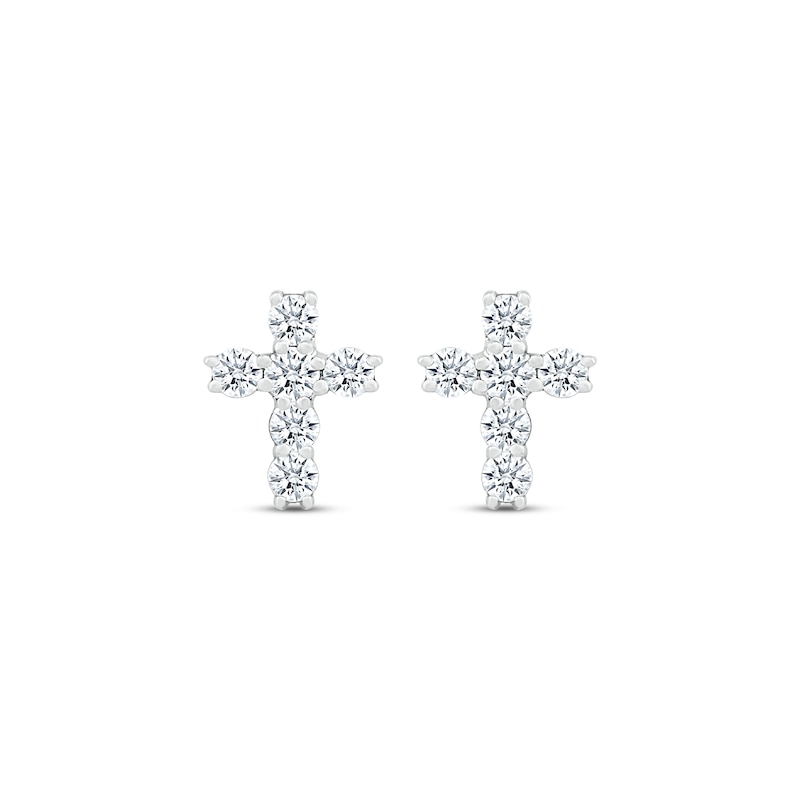 Diamond Cross Stud Earrings 1/4 ct tw Round-cut 10K White Gold