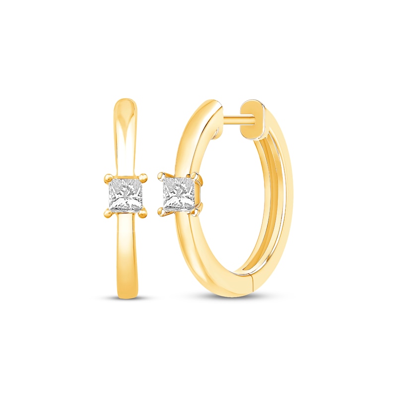 Princess-Cut Diamond Solitaire Hoop Earrings 1/4 ct tw 10K Yellow Gold