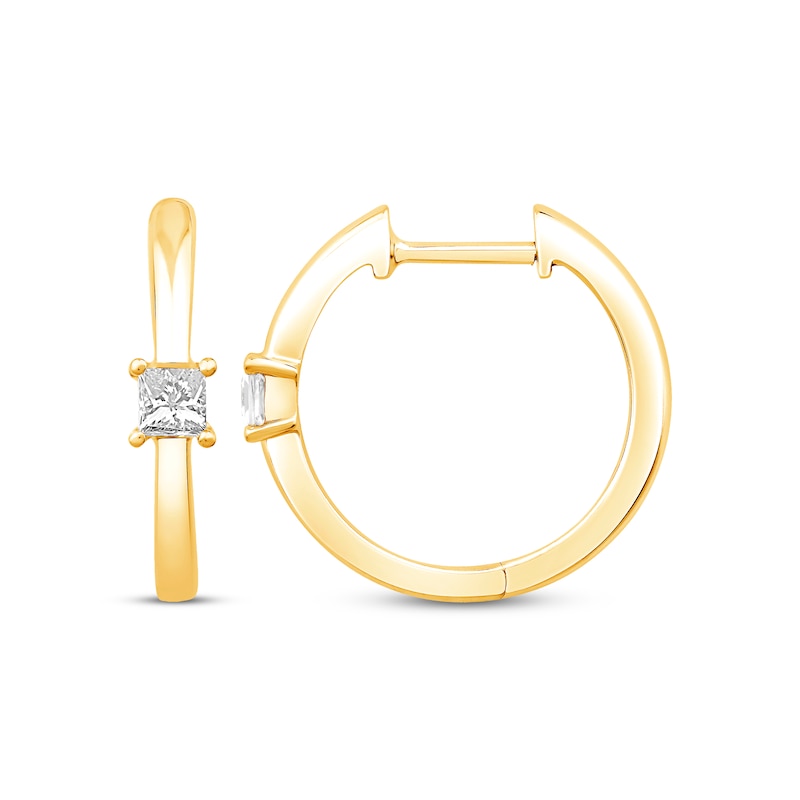 Princess-Cut Diamond Solitaire Hoop Earrings 1/4 ct tw 10K Yellow Gold