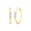 Thumbnail Image 0 of Princess-Cut Diamond Three-Stone Hoop Earrings 10K Yellow Gold