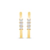 Thumbnail Image 1 of Princess-Cut Diamond Three-Stone Hoop Earrings 10K Yellow Gold