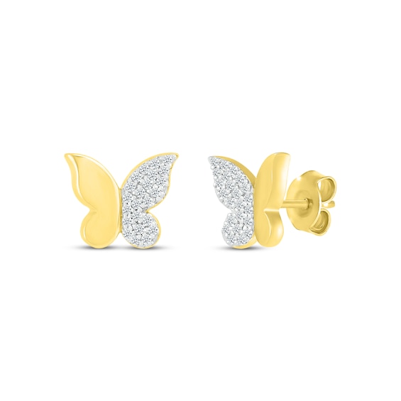 Diamond Butterfly Stud Earrings 1/8 ct tw 10K Yellow Gold