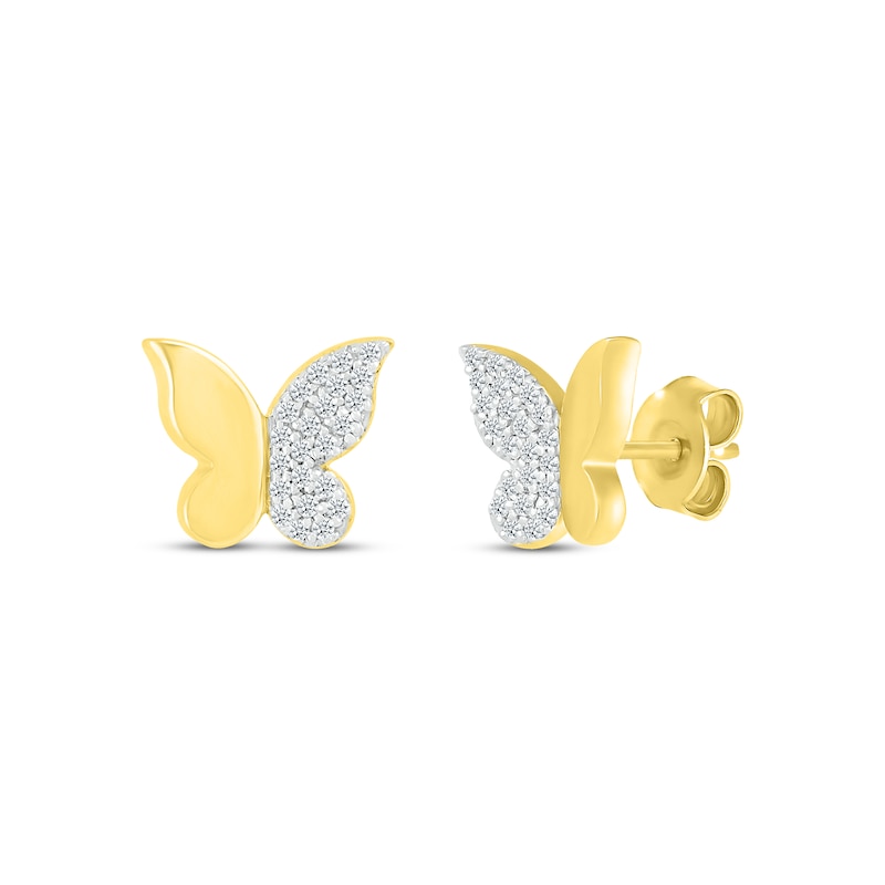 Diamond Butterfly Stud Earrings 1/8 ct tw 10K Yellow Gold | Kay
