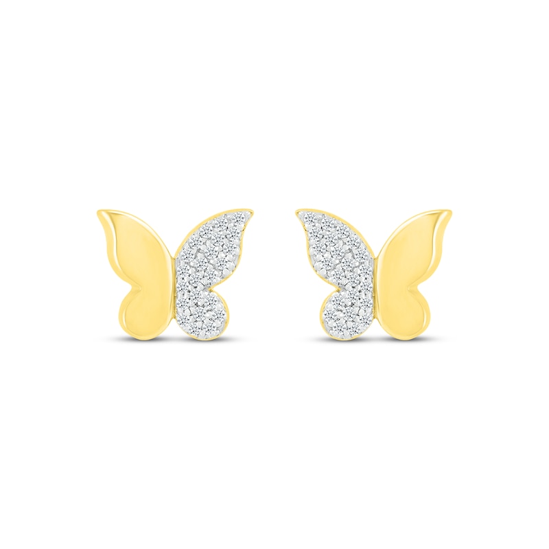Main Image 2 of Diamond Butterfly Stud Earrings 1/8 ct tw 10K Yellow Gold