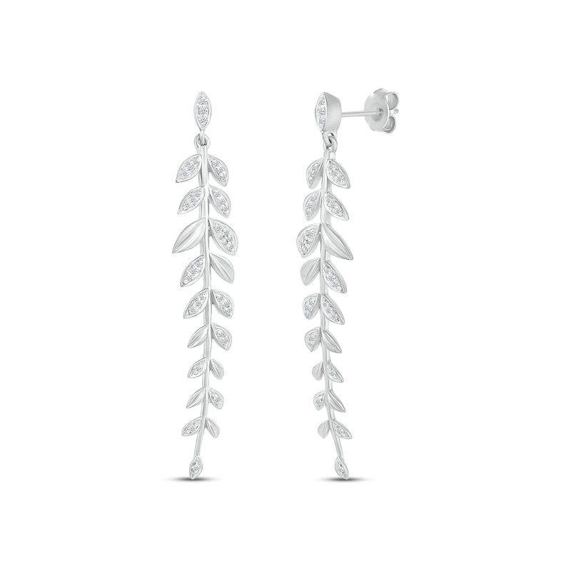 Main Image 1 of Diamond Vine Drop Earrings 1/4 ct tw Sterling Silver