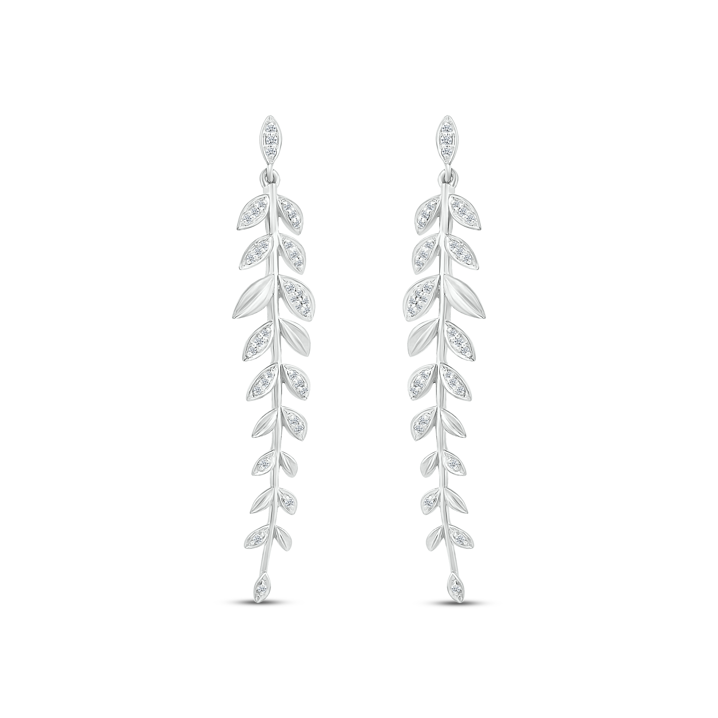 Thumbnail Image 2 of Diamond Vine Drop Earrings 1/4 ct tw Sterling Silver