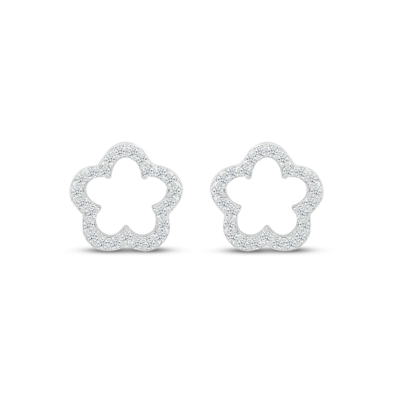 Main Image 2 of Diamond Open Flower Stud Earrings 1/6 ct tw Sterling Silver