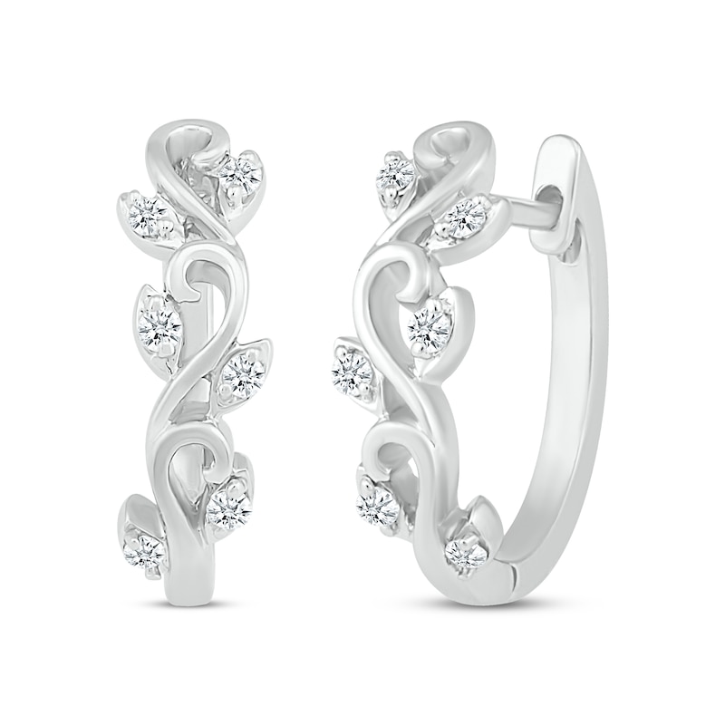 Main Image 1 of Diamond Twisting Vine Hoop Earrings 1/6 ct tw Sterling Silver