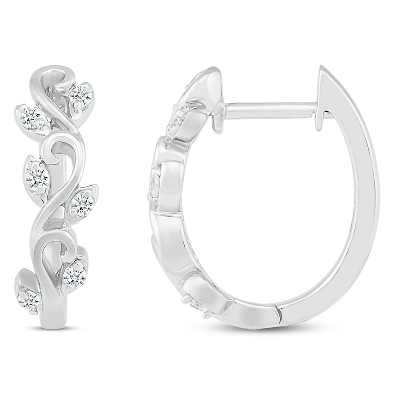 Main Image 3 of Diamond Twisting Vine Hoop Earrings 1/6 ct tw Sterling Silver