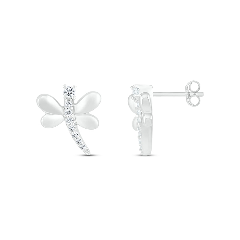 Main Image 3 of Diamond Dragonfly Stud Earrings 1/15 ct tw Sterling Silver