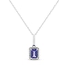 Thumbnail Image 0 of Emerald-Cut Tanzanite & Diamond Necklace 1/8 ct tw Sterling Silver 18"