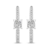 Thumbnail Image 1 of Princess-Cut Diamond Quad Hoop Earrings 1/4 ct tw 10K White Gold