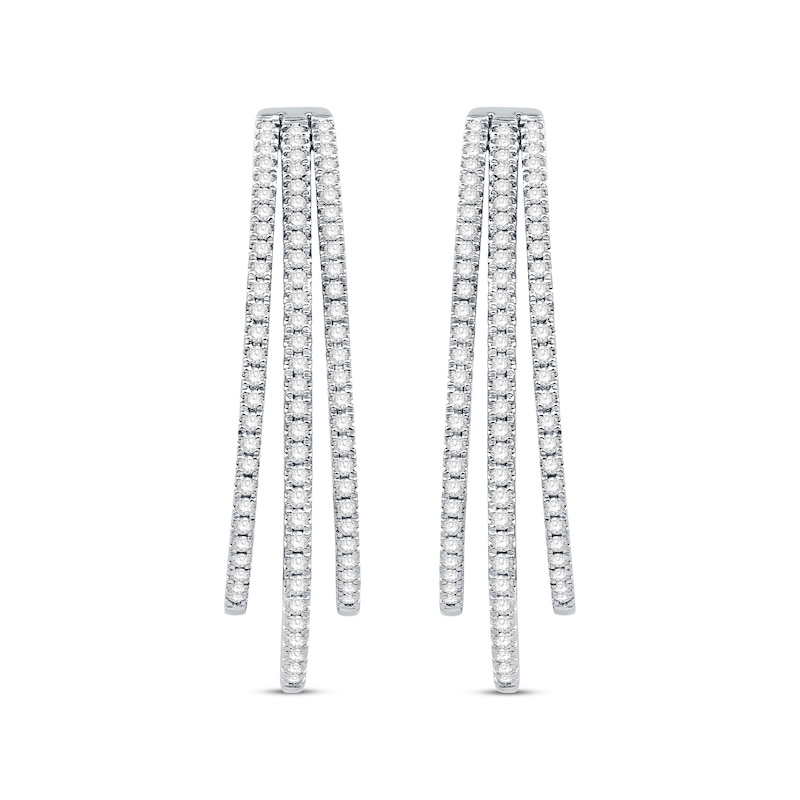 Diamond Three-Row Split Hoop Earrings 1 ct tw Sterling Silver
