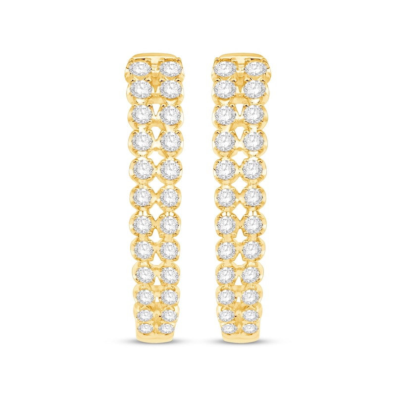 Diamond Two-Row Hoop Earrings 1 ct tw 10K Yellow Gold