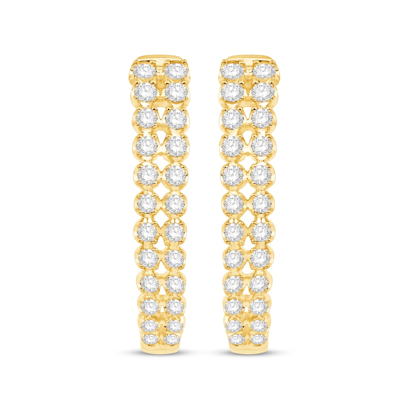 Main Image 2 of Diamond Two-Row Hoop Earrings 1 ct tw 10K Yellow Gold