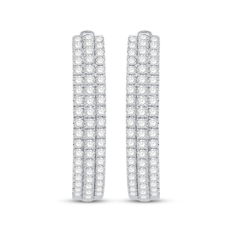 Diamond Three-Row Hoop Earrings 3 ct tw 10K White Gold