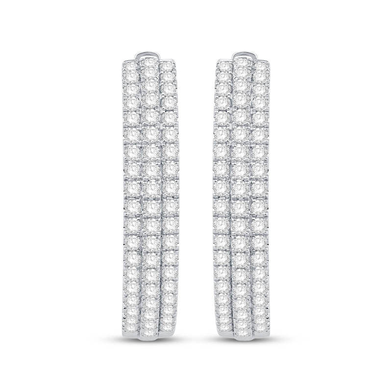 Main Image 2 of Diamond Three-Row Hoop Earrings 3 ct tw 10K White Gold