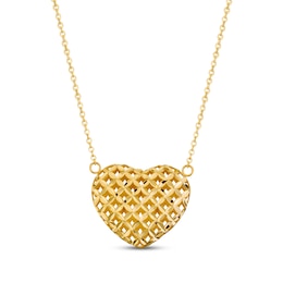 Italian Brilliance Diamond-Cut Heart Necklace 14K Yellow Gold 18&quot;