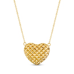 Italian Brilliance Diamond-Cut Heart Necklace 14K Yellow Gold 18"