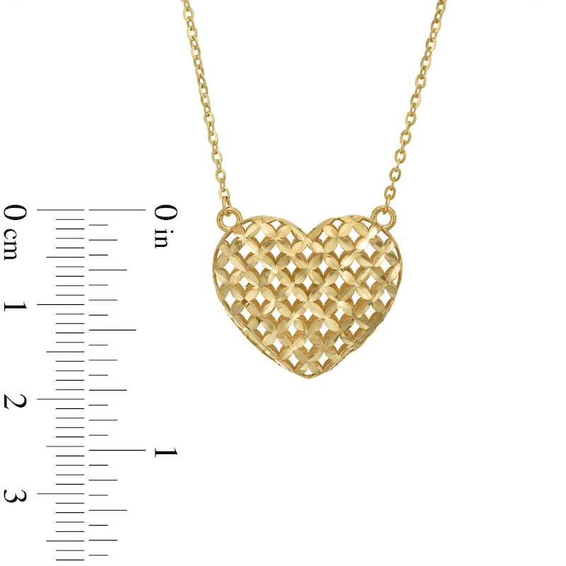 Main Image 2 of Italian Brilliance Diamond-Cut Heart Necklace 14K Yellow Gold 18&quot;