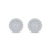 Diamond Double Halo Stud Earrings 1 ct tw 14K White Gold
