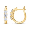 Diamond Three-Stone Hoop Earrings 1 ct tw 14K Yellow Gold