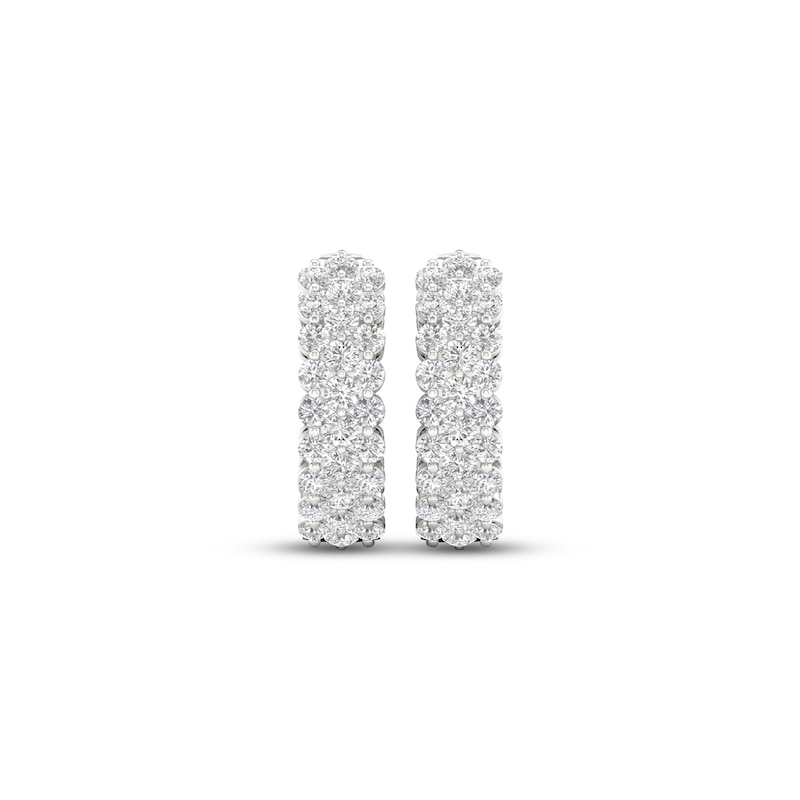 Diamond Three-Row Hoop Earrings 2 ct tw 10K White Gold