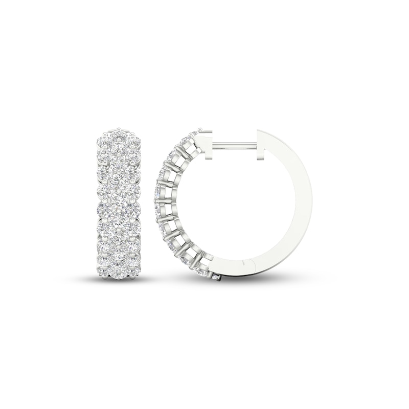 Diamond Three-Row Hoop Earrings 2 ct tw 10K White Gold