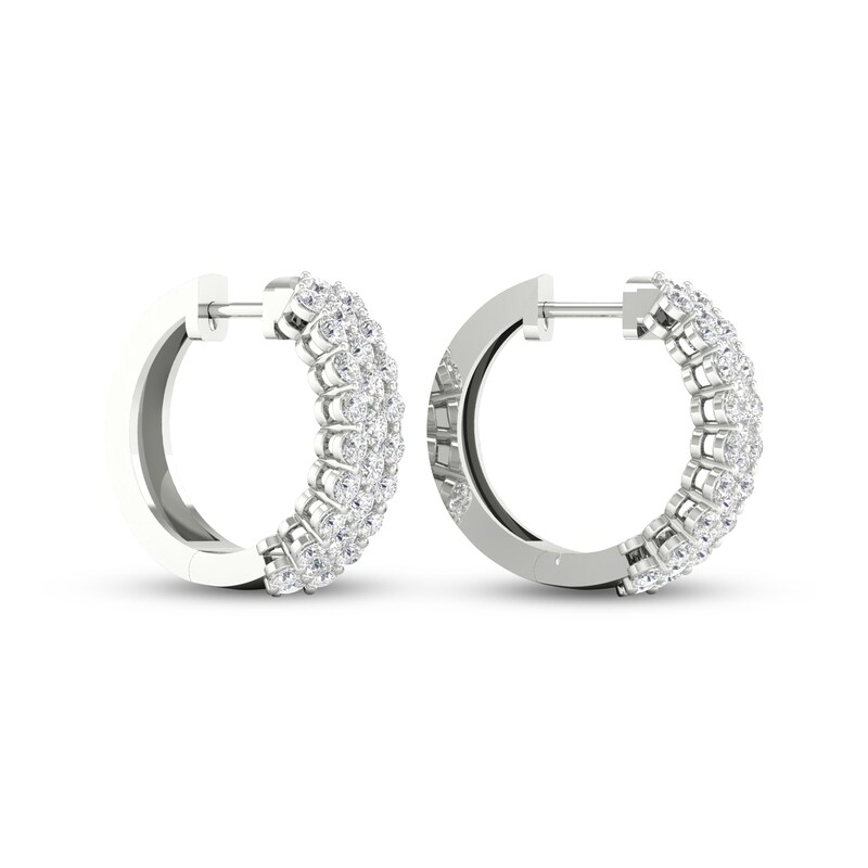 Diamond Three-Row Hoop Earrings 2 ct tw 10K White Gold