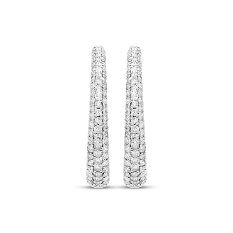 Diamond Tapered Pave Hoop Earrings 2 ct tw 10K White Gold