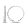 Thumbnail Image 3 of Diamond Tapered Pave Hoop Earrings 2 ct tw 10K White Gold