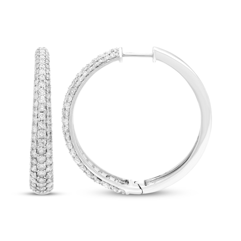 Main Image 3 of Diamond Tapered Pave Hoop Earrings 2 ct tw 10K White Gold
