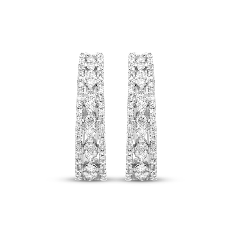 Multi-Diamond Tapered Huggie Hoop Earrings 1/2 ct tw 10K White Gold | Kay