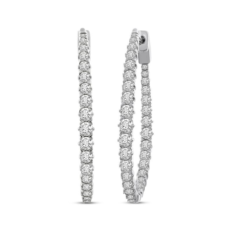 Diamond Inside-Out Oval Hoop Earrings 3 ct tw 10K White Gold